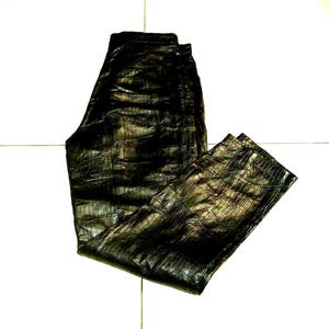 Vintage Women's Black Patch Leather Zip Tapered Trousers Pants Size 10 / 38 L 29