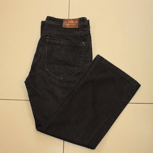 Vintage Men&#39;s  Black Denim RIVER ISLAND Button Bootcut Stonewashed Jeans Size 32 L27 Boho