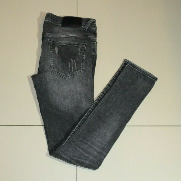 Grey Ripped Skinny Jeans Etsy