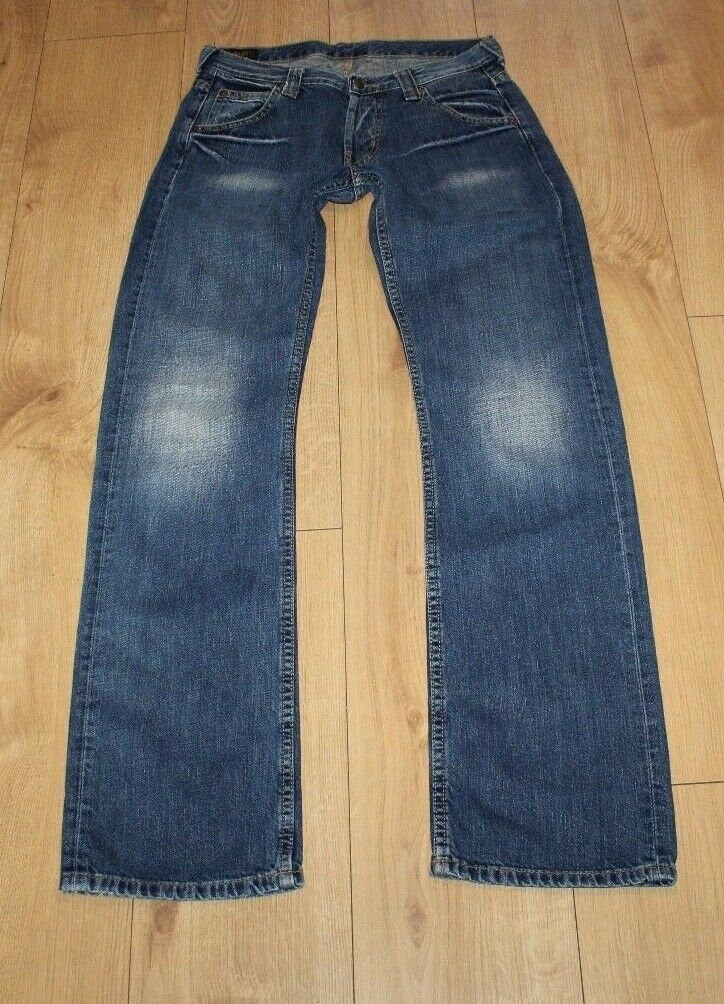 Image of Vintage Men's Blue Denim Lee Button Stonewashed Straight Leg Jeans W 30 L 33 Grunge
