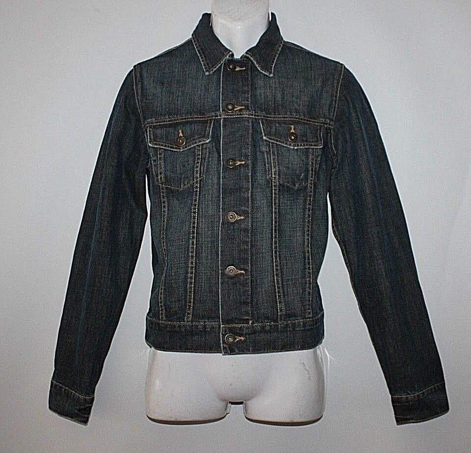 Image of Vintage Blue Denim L.o.g.g Button Hip Length Casual Jacket Blazer Size S Boho