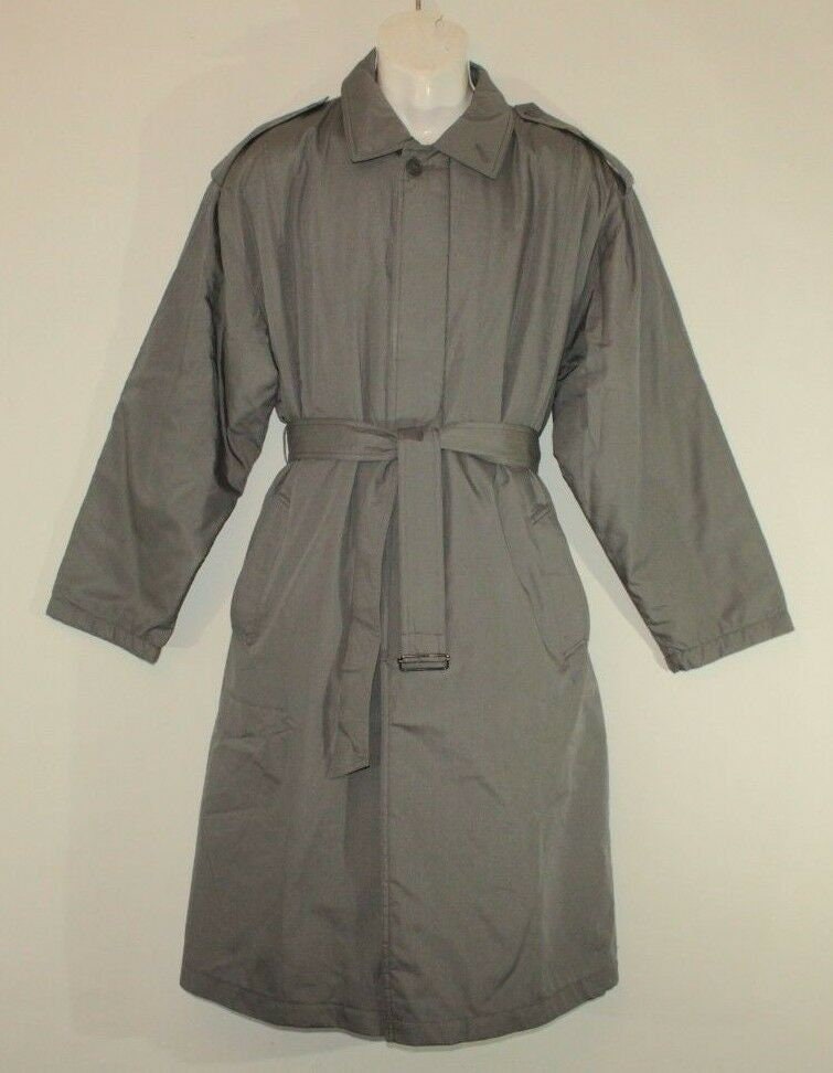 Image of Vintage Grey Material Diplom Button Belted Autumn Winter Long Men's Coat Jacket Size 50
