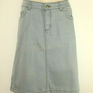 Vintage Blauer Denim LINDEX Reißverschluss Knielanger Gerader Lässiger Damenrock Größe 12/40 L 22
