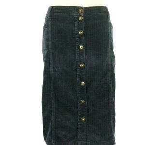 Vintage Damen Blau Cord TU Knopf Knie Länge Gerade Casual Rock Größe 18 / 46