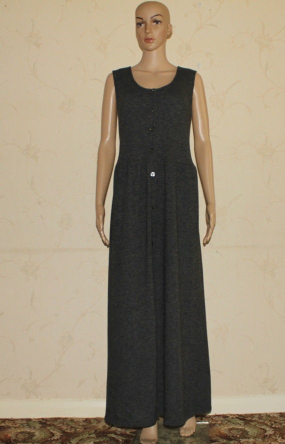 Vintage Grey Wool GREEN HOUSE Button Long Chiffon