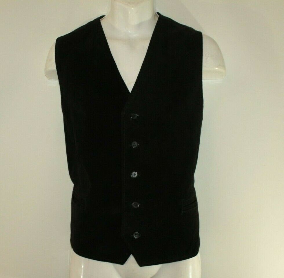 Image of Vintage Black Suede & Other Button Cowboy Western Biker Back Waistcoat Size Xl