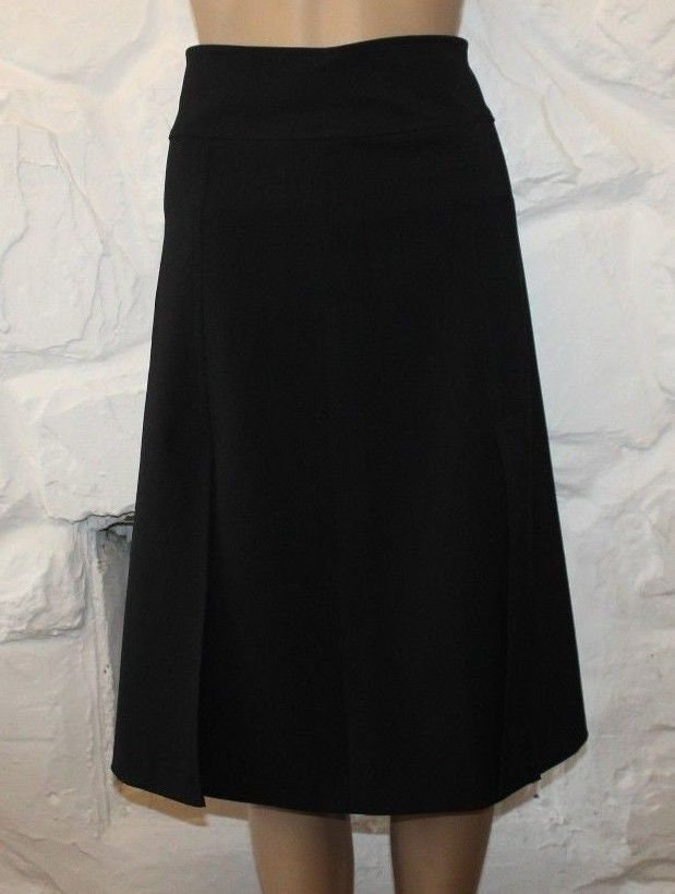 Image of Vintage Black Fabric Morgan Zip Vent Stretch Calf Length A-Line Skirt Size / L