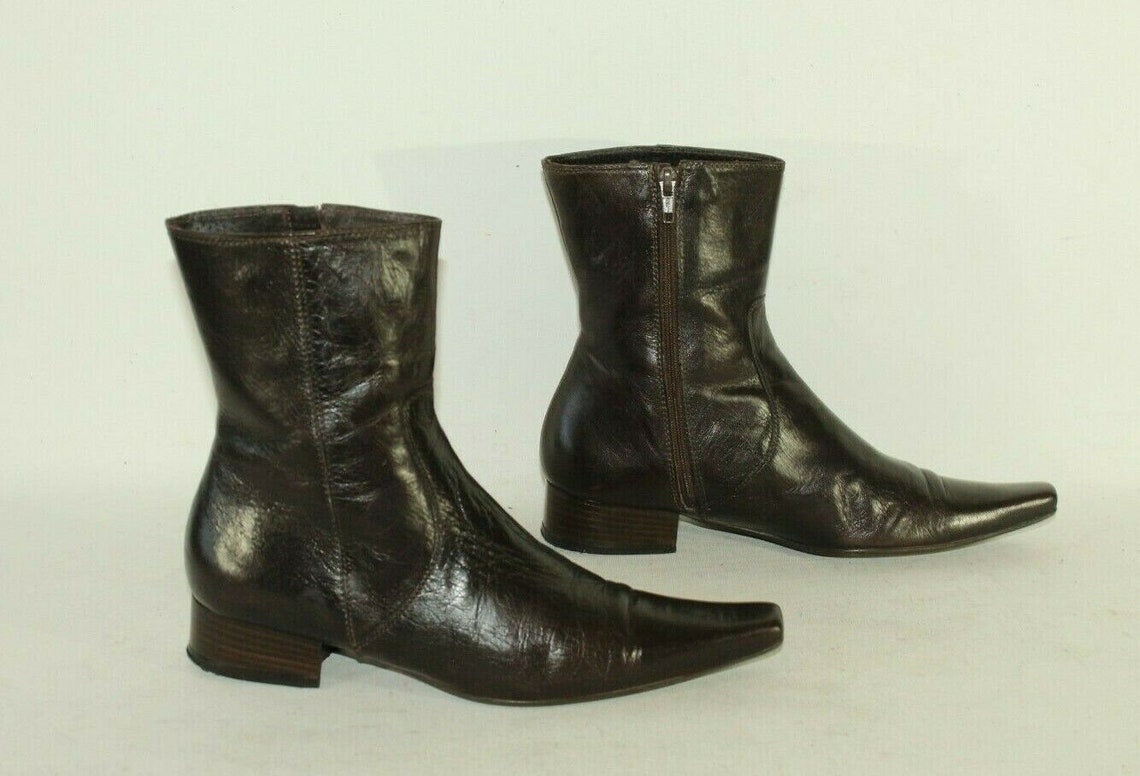 Vintage Women�s Brown Leather GORTZ 17 Zip Pointed Low Etsy