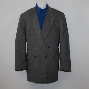 Vintage Superb Grey Wool WILTON Button Military Hip Length Casual Jacket Blazer Size 52&quot;