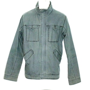 Vintage Men&#39;s Dark Grey Canvas Cotton GEORGE Zip Hip Length Casual Jacket Blazer Size L