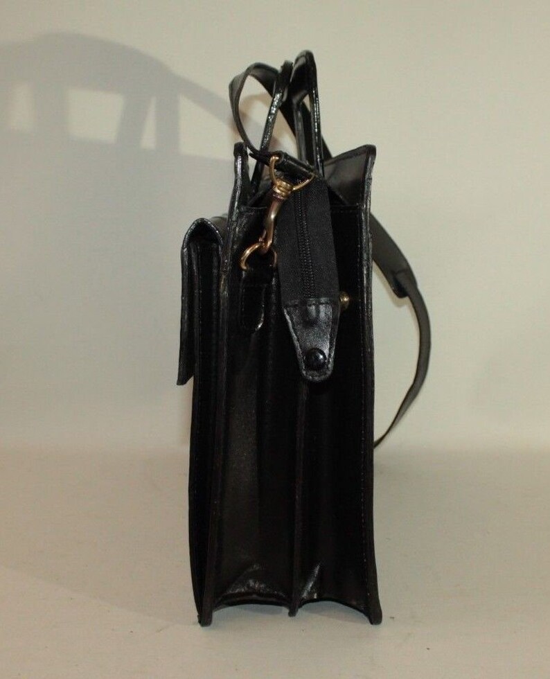 Vintage Black Leather CONSTELLATION Zip Document A4 office Business Briefcase Portfilio