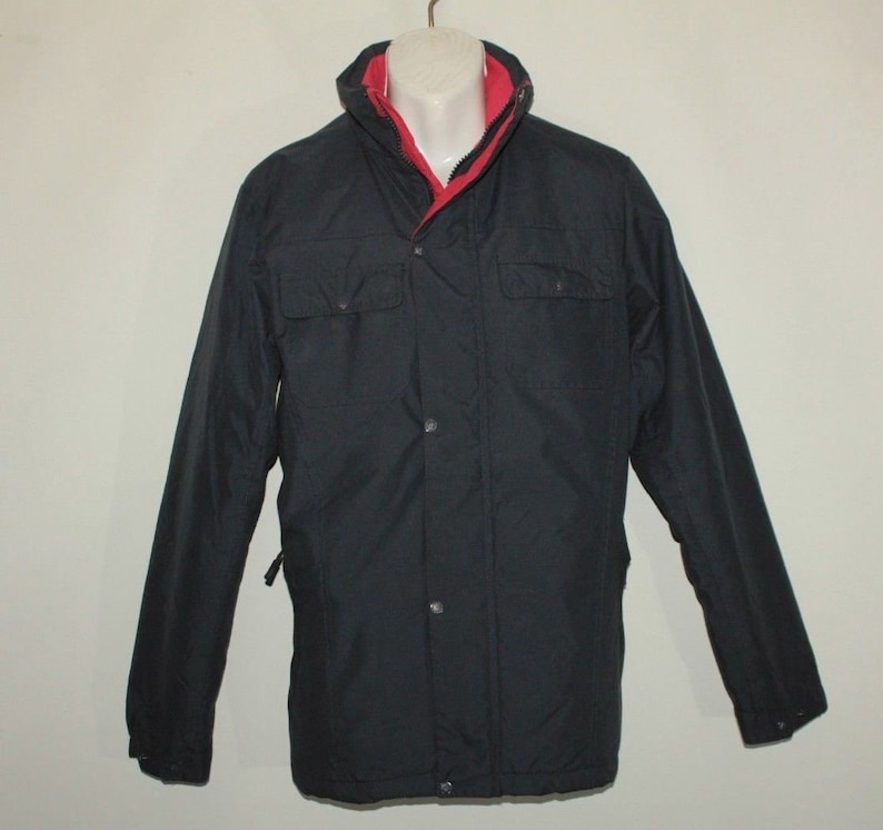 Vintage Dark Blue Polyester CEDARWOOD Zip Hip Length Casual Winter Spring Jacket Size M