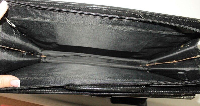 Vintage Black Leather CONSTELLATION Zip Document A4 office Business Briefcase Portfilio