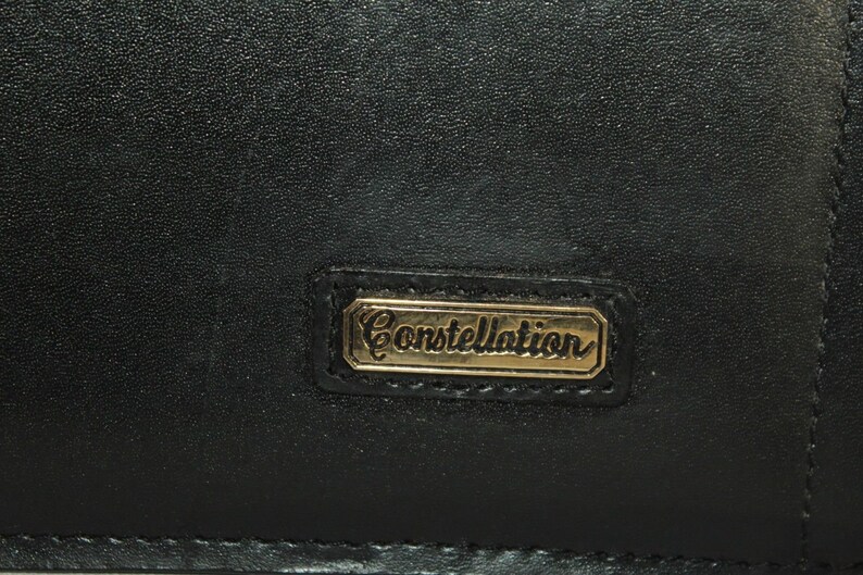 Vintage Black Leather CONSTELLATION Zip Document A4 office Business Briefcase Portfilio