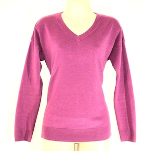 Vintage Purple Knitwear CHARLES VOGELE V-Neck Long Sleeve Top Sweater Jumper Size S