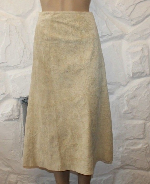 Vintage Beige geplisseerd Suede BOCO een BOCO Zip kalf lengte a lijn rok maat XL L 31 Boho Etsy Nederland