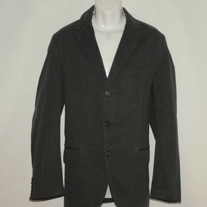 Tessuto a righe grigio dell&#39;annata MARC o &#39; Polo su misura lunghezza anca Fit Giacca Blazer taglia 52