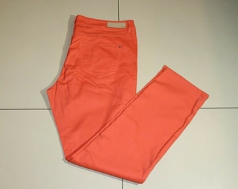 Vintage Women&#39;s Coral Cotton Blend MEXX Zip Stretch Slim Casual Jeans Size W 35 L 32