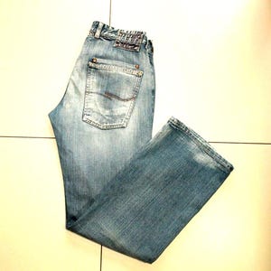 Vintage Men's  Blue Denim JACK JONES Button Straight Leg Distressed Jeans W 32 L 32