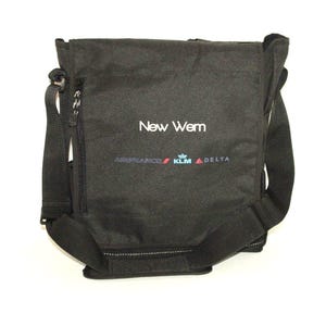 Vintage Black Canvas NEW WEM Hook-and-Loop Shoulder School Bag Messenger Cross Body Bag