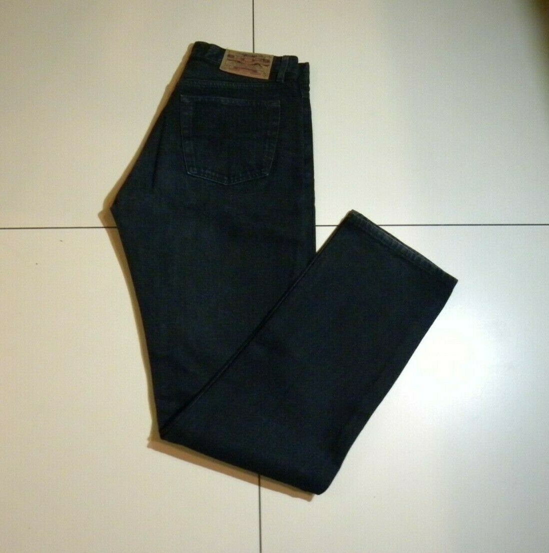 Image of Vintage Men's Black Denim Crocker Button Straight Western Casual Trousers Jeans W 33 L34