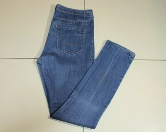 vintage Women’s Blue Denim DENIM CO Zip Stretch Slim Skinny Casual Jeans Taille 16 / 44 L 30