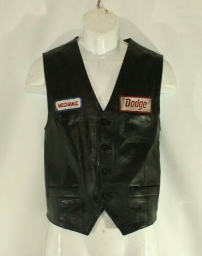 Image of Vintage Men's Black Leather Garrasco Button Cowboy Western Biker Casual Waistcoat Size M