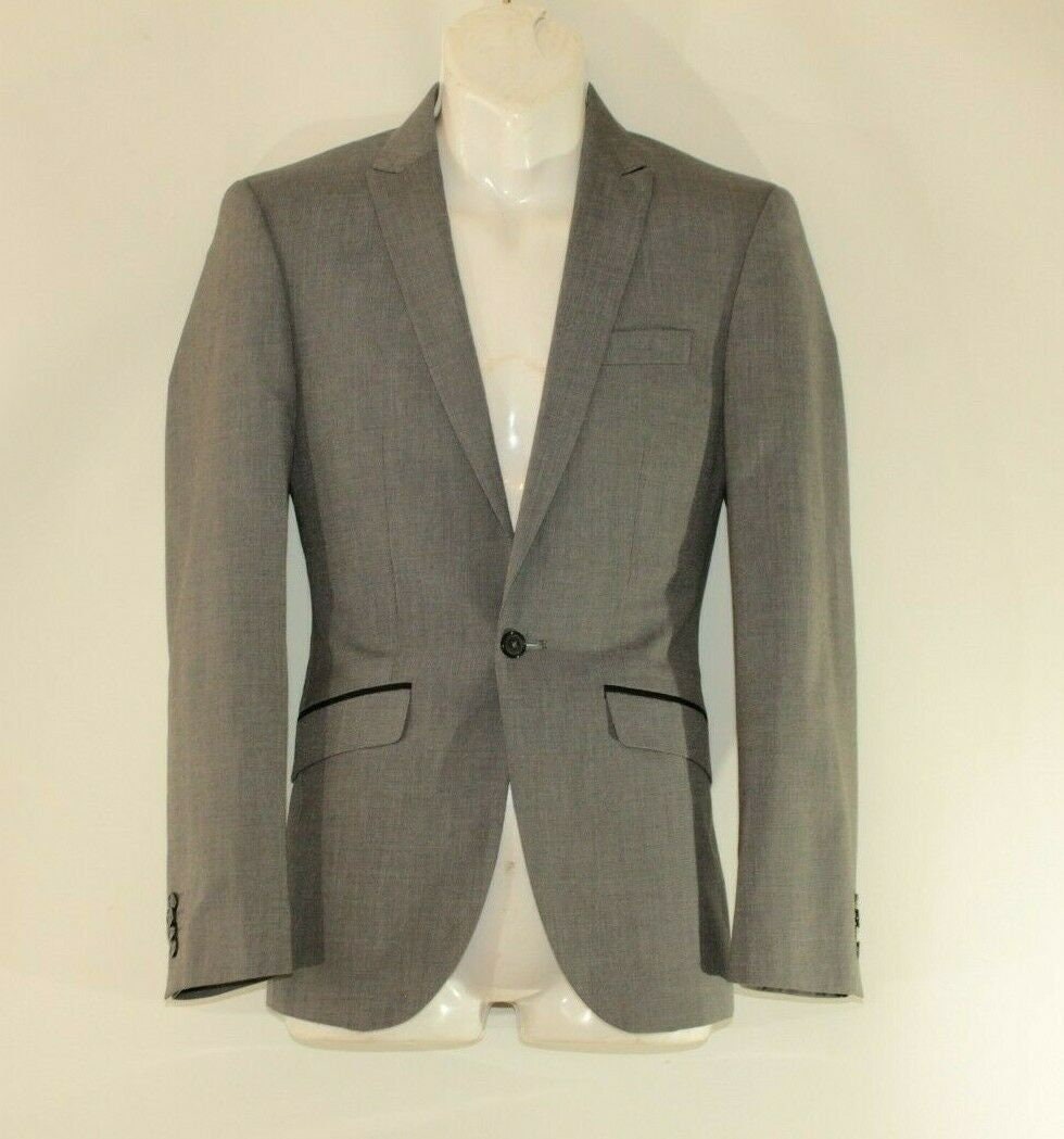 Image of Vintage Grey Fabric Taylor & Wright Button Slim Fit Fitted Formal Suit Jacket Blazer Size 36R