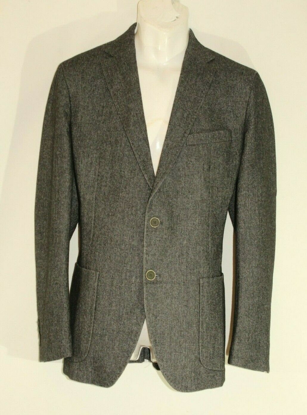 Image of Vintage Men's Black Grey Wool Blend Benvenuto Button Hip Length Jacket Blazer Size 52