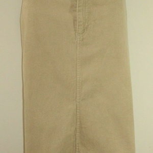 Vintage Damen Elfenbein Corduroy H & M Zip Knie Länge gerade Rock Größe 16 / 46 L 24