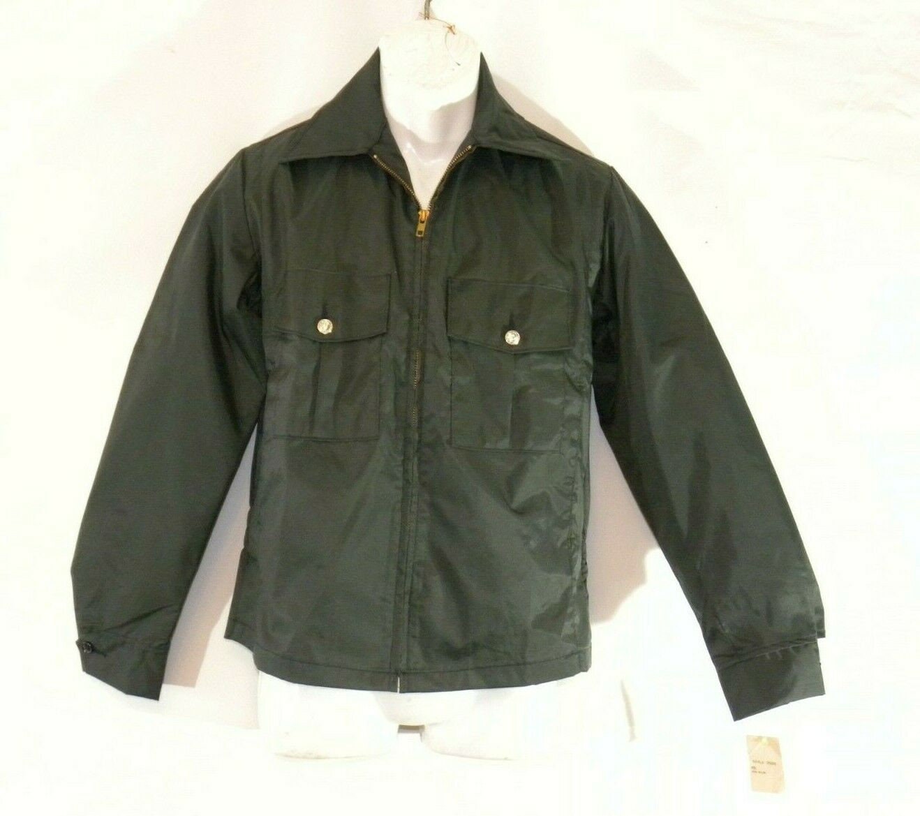 Image of Vintage Men's Dark Green Waterproof Zip Removable Lining Camping Raincoat Jacket Size Xs