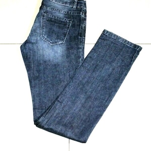 Vintage Women&#39;s Blue Denim ZARA BASIC Zip Straight Slim Casual Jeans Size 10 / 38 L 35