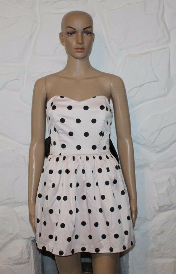 pink dress with black spots