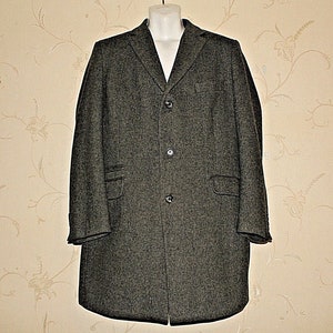 Vintage Grey Herringbone Wool AVENUE FOCH Button Tailored Fit Coat Jacket Blazer Size 50