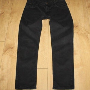 Vintage Men&#39;s Black Cotton ZARA MAN Zip Tapered Casual Trousers Jeans Size 30 L 28 Boho