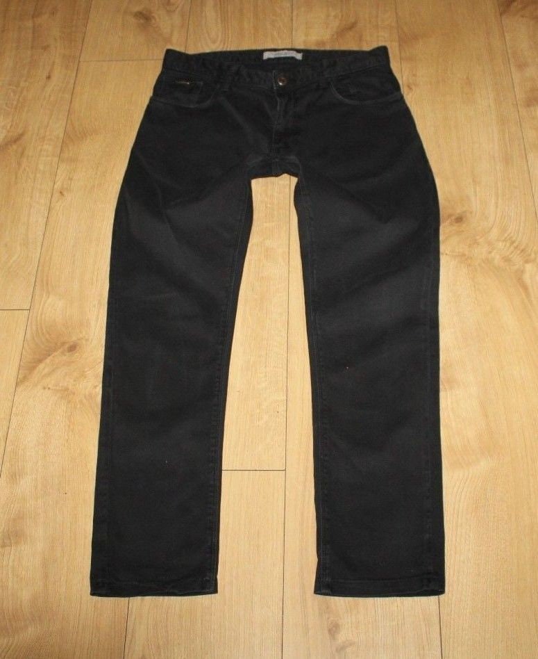 Image of Vintage Men's Black Cotton Zara Man Zip Tapered Casual Trousers Jeans Size 30 L 28 Boho
