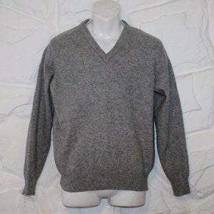 Vintage Superb Grey Wool Knitted LCN V Neck Long Sleeve Top Jumper Sweater Size S Grunge