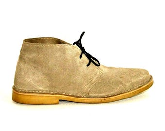 Vintage Men's Grey Suede SELECTED Lace Up Round Toe Desert Casual Ankle Boots 6.5 / 40