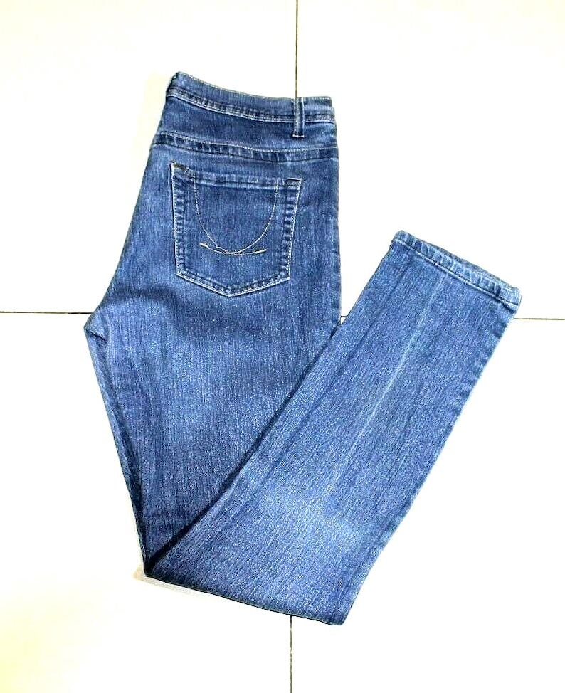 Vaqueros azules vintage para mujer DENIM CO con cremallera, elásticos, ajustados, informales, talla 16/44 L 30 imagen 1