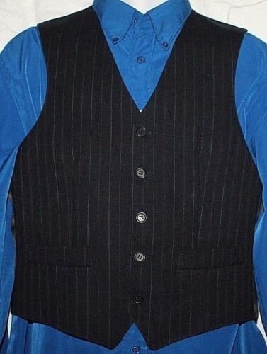 Image of Vintage Black Material Fitted Formal Waiter Business Western Waistcoat Chest Size 37"