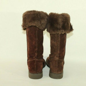 Vintage damstövlar i brun mocka och fuskpäls, NEW LOOK, halvhöga vinterstövlar, storlek 5/38 bild 6