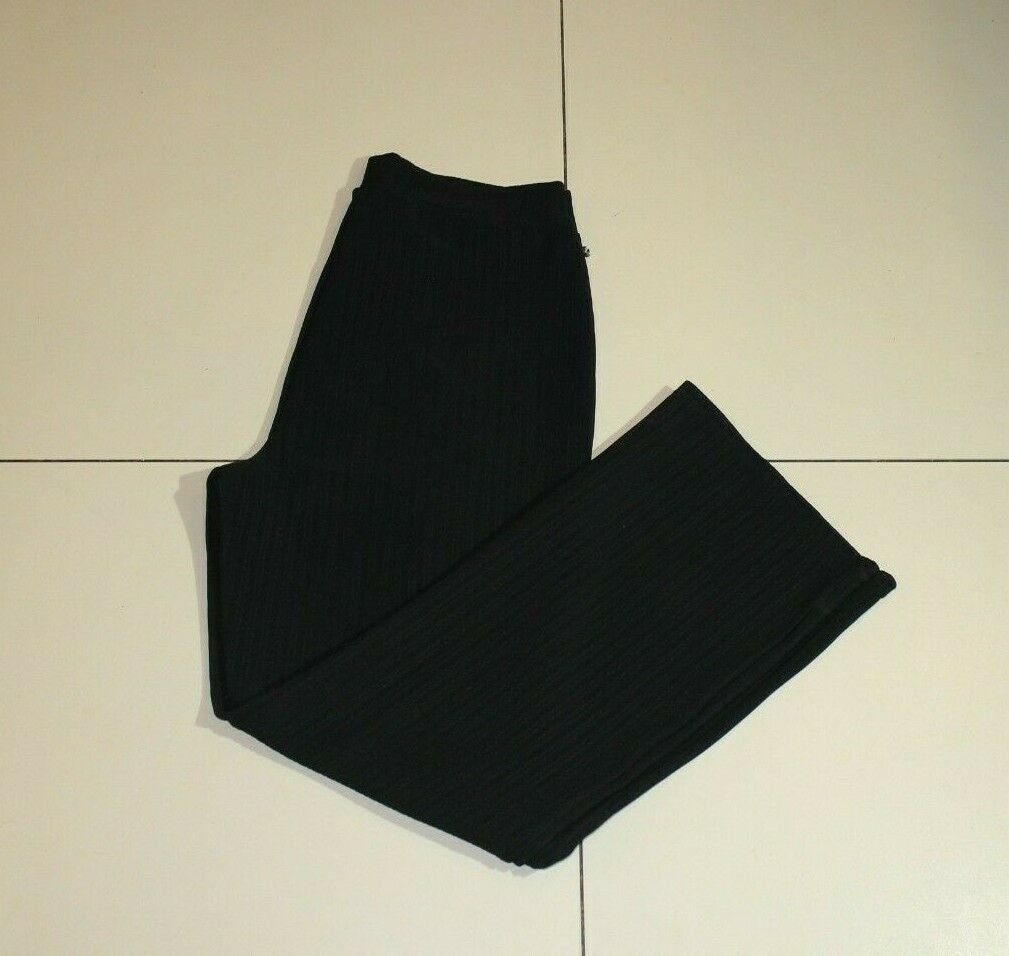 Image of Vintage Women's Black Fabric Papaya Elastic Waist Stretch Casual Trousers / L