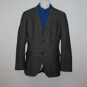 Vintage grigio Herringbone JAN PAULSEN Pulsante su misura fit Hip Length Giacca Blazer Sz 50