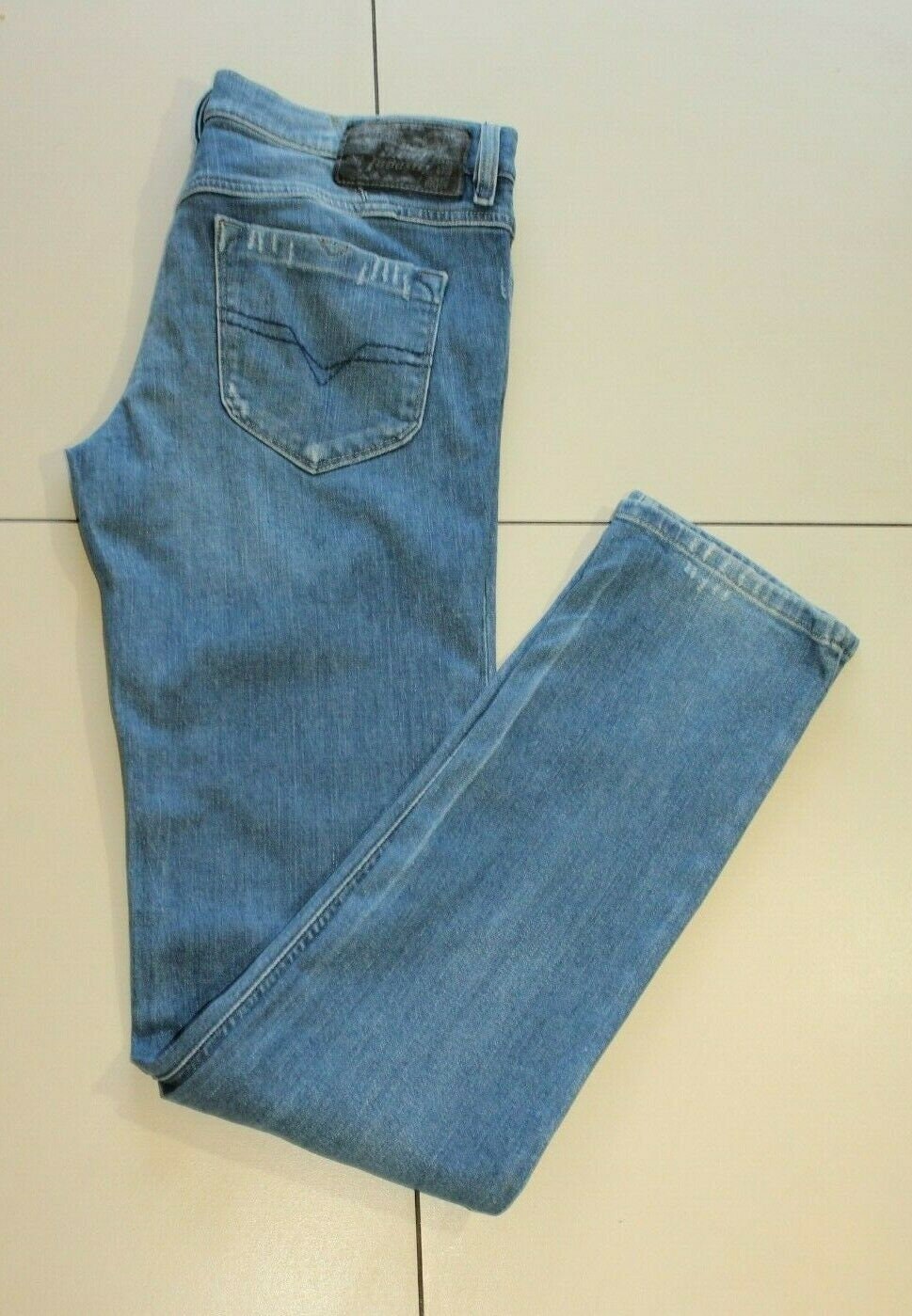 Image of Vintage Men's Blue Denim Diesel Industry Livy Zip Stretch Distressed Slim Jeans Size 31 L 34