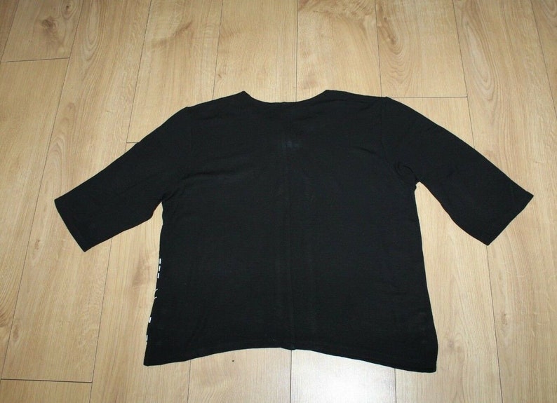 Vintage Black /& White Geometric BELLA Stretch 34 Sleeve Casual Top Blouse Size 14 42