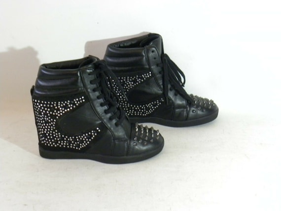 Vintage   Black Faux Leather ATMOSPHERE Lace Up S… - image 2