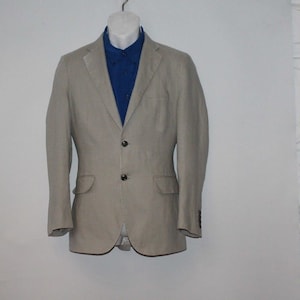 Vintage Natural Linen H & M Button Tailored Fit Hip Length Casual Jacket Blazer Size 36