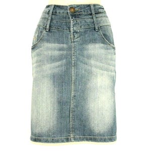 Vintage Blauer Denim subLEVEL Reißverschluss Knielanger Gerader Verblasster Distressed Rock Größe L, L 20