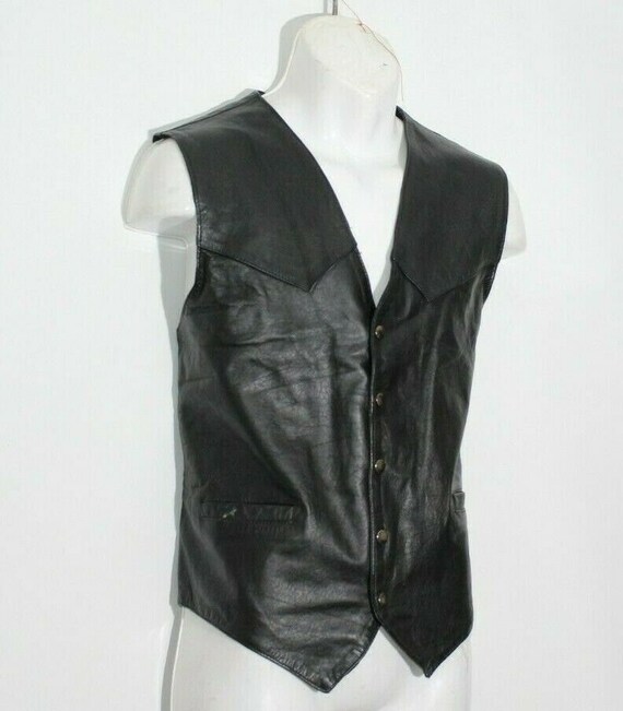 Vintage Men's Black Leather Popper Cowboy Western… - image 3