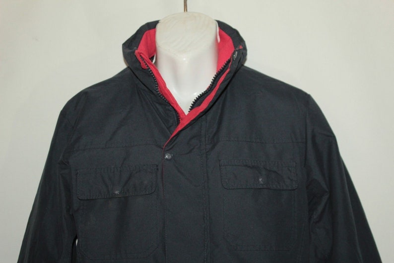 Vintage Dark Blue Polyester CEDARWOOD Zip Hip Length Casual Winter Spring Jacket Size M